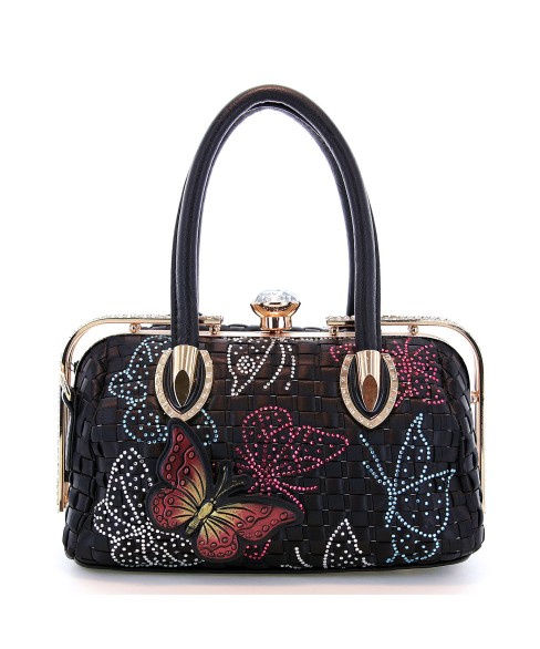 Top Carry Handles Buttrtfly Crystal Woven Bag Top Carry Handles Buttrtfly Crystal Woven Bag