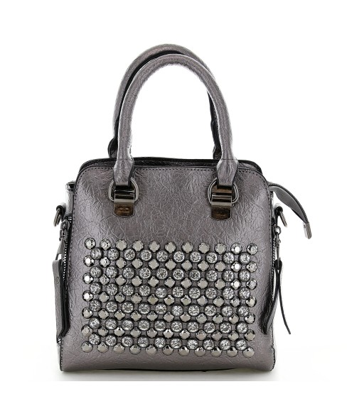 Crystal Studded Top Handle Faux Leather Tote Crystal Studded Top Handle Faux Leather Tote