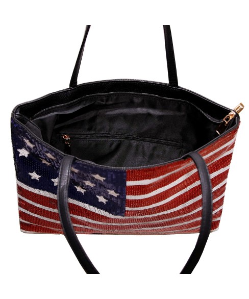 Over-the-shoulder Flag Sequin Tote