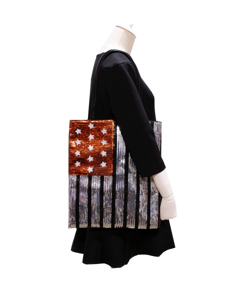 Over-the-shoulder Flag Sequin Tote