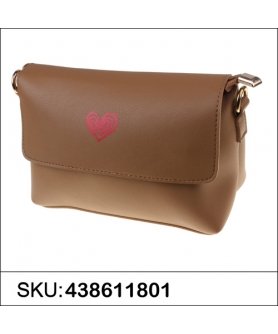 Love Heart Faux Leather Crossbody Bag