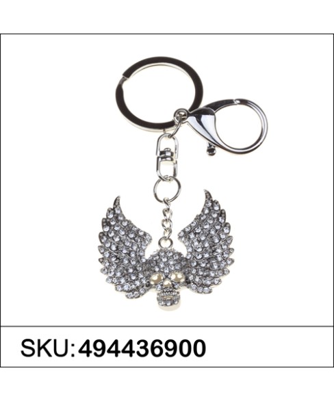 Crystal Flying Skull Bag Charm Crystal Flying Skull Bag Charm