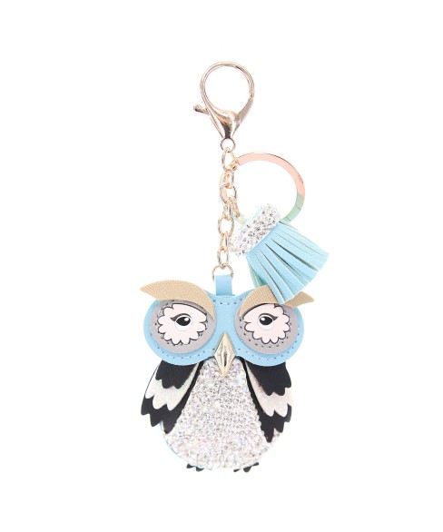 Glitter Crystal Owl Key Chain With Tassel