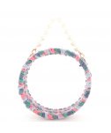 Pearl Handle Round Clear Woven Frame Bag