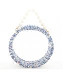 Pearl Handle Round Clear Woven Frame Bag