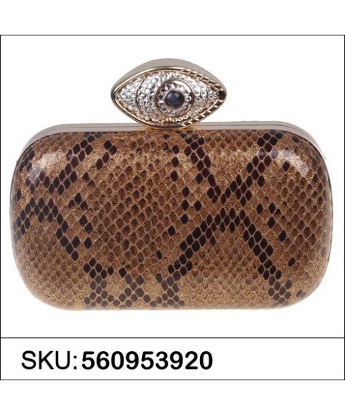 Evil Eye Metallic Snake-Embossed Clutch Evil Eye Metallic Snake-Embossed Clutch