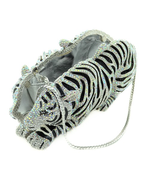 Crystal-Embellished Tiger Evening Clutch (Small)