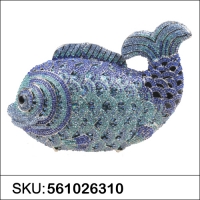 Crystal-Embellished Fish, Blue
