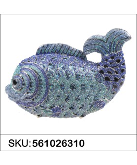 Crystal-Embellished Fish, Blue