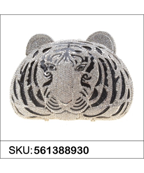 Crystal-Embellished Tiger Head Evening Clutch Crystal-Embellished Tiger Head Evening Clutch