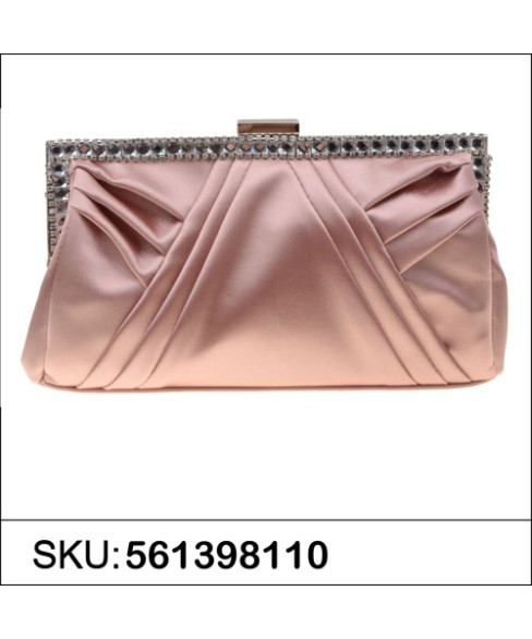 Elegan Crystal Frame Silk Like Stain Clutch Elegan Crystal Frame Silk Like Stain Clutch