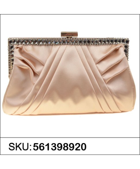 Elegan Crystal Frame Silk Like Stain Clutch Elegan Crystal Frame Silk Like Stain Clutch