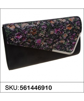 Lace Floral Suede Like Fabric Clutch