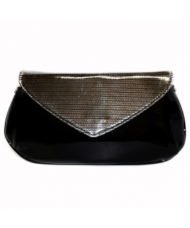 Metallic Faux Patent Leather Clutch