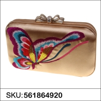 Butterfly Embroidered Sat, RED