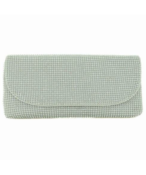 Crystal Mesh Clutch, Whit, White Crystal Mesh Clutch, Whit, White
