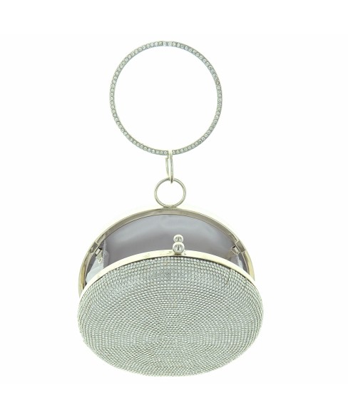 Ring Crystal Embellished Circle Clutch