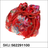 Floral-brocade Drawstring Pouch