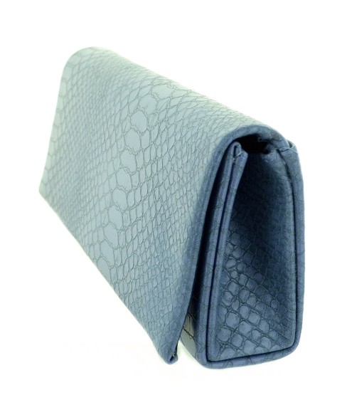 Croc Embossed Faux Leather Clutch