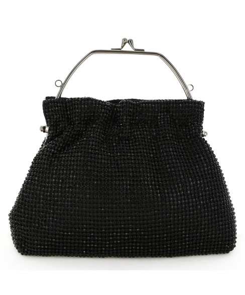 Women Rhinestone Crystal TopHandle Mesh Clutch Bag Women Rhinestone Crystal TopHandle Mesh Clutch Bag