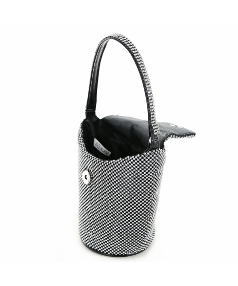 Top Handle Rhinestone Mesh Purse Bag