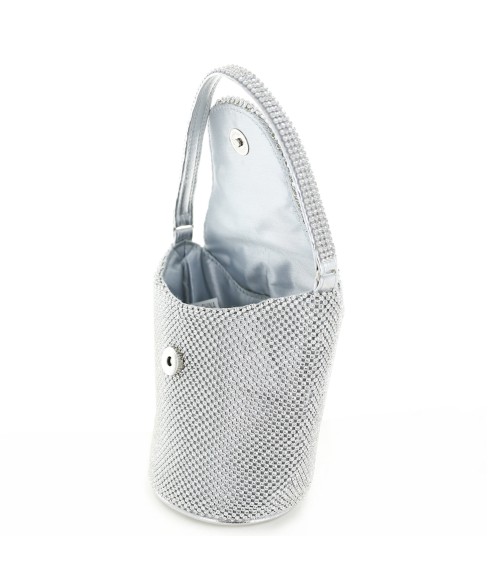 Top Handle Rhinestone Mesh Purse Bag