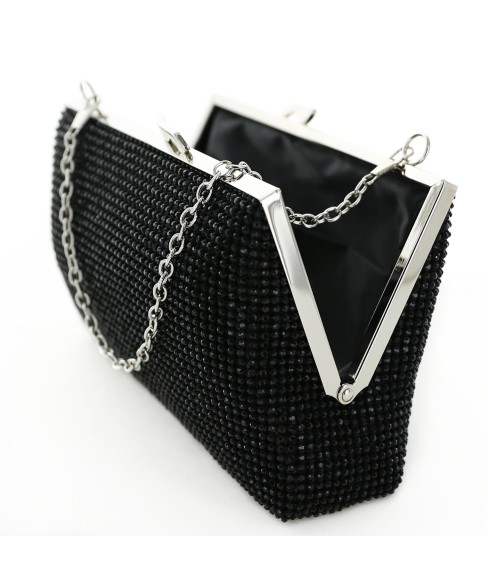 Women Rhinestone Crystal Mesh Clutch Bag