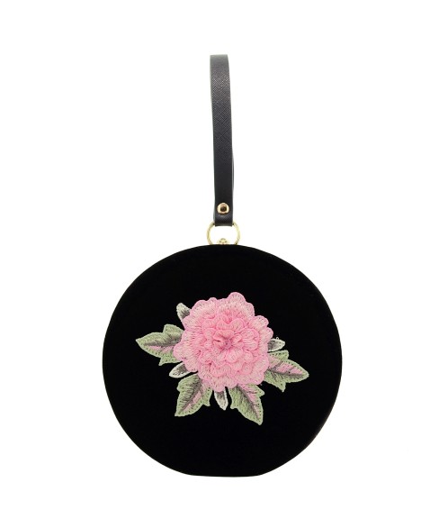 Velvet Cylinder Flower Wristlet Clutch Velvet Cylinder Flower Wristlet Clutch