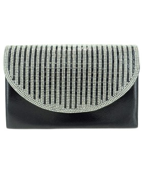 Crystal Embellished Metallic Clutch