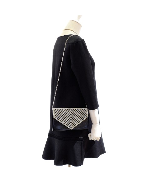 Crystal Embellished Metallic Clutch