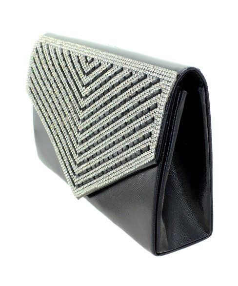 Crystal Embellished Metallic Clutch