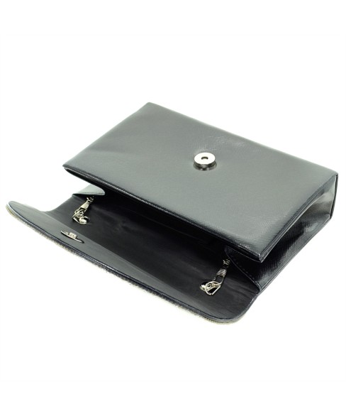Crystal Embellished Metallic Clutch