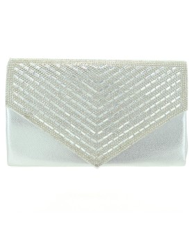 Crystal Embellished Metallic Clutch