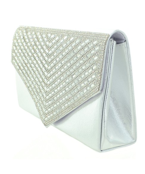 Crystal Embellished Metallic Clutch