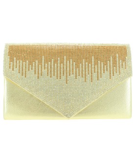 Crystal Embellished Metallic Clutch