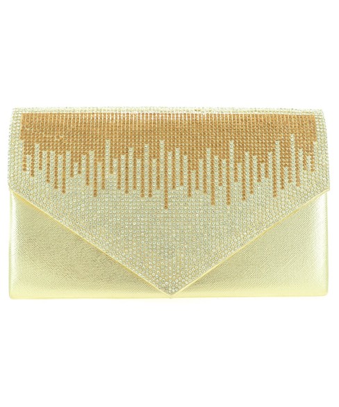 Crystal Embellished Metallic Clutch Crystal Embellished Metallic Clutch