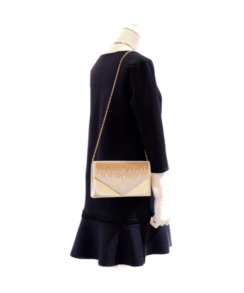 Crystal Embellished Metallic Clutch