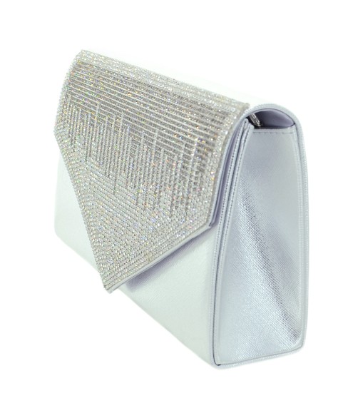Crystal Embellished Metallic Clutch