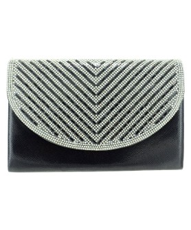 Crystal Embellished Metallic Clutch