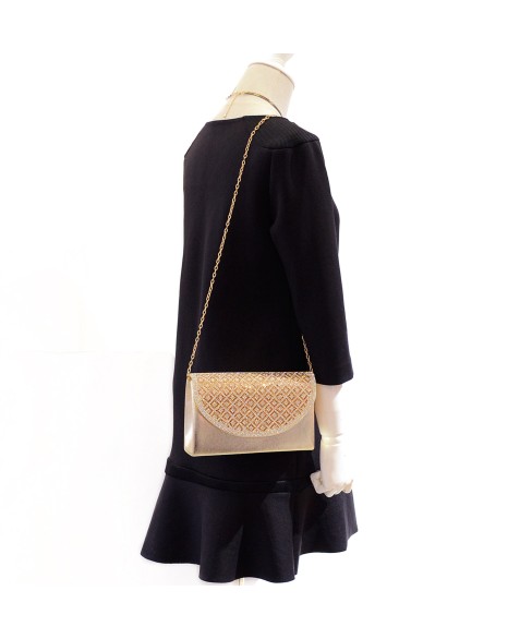 Crystal Embellished Metallic Clutch Crystal Embellished Metallic Clutch
