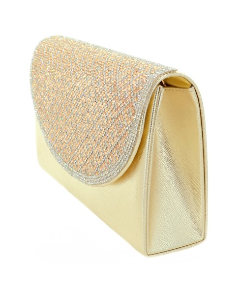 Crystal Embellished Metallic Clutch