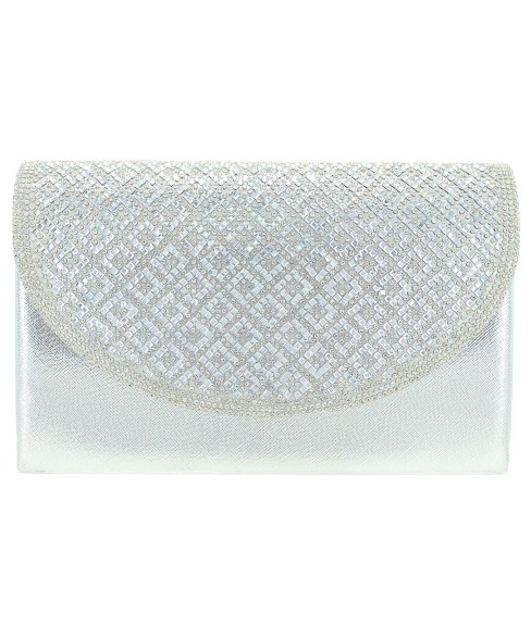 Crystal Embellished Metallic Clutch Crystal Embellished Metallic Clutch