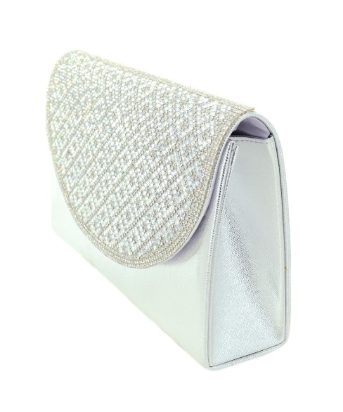 Crystal Embellished Metallic Clutch