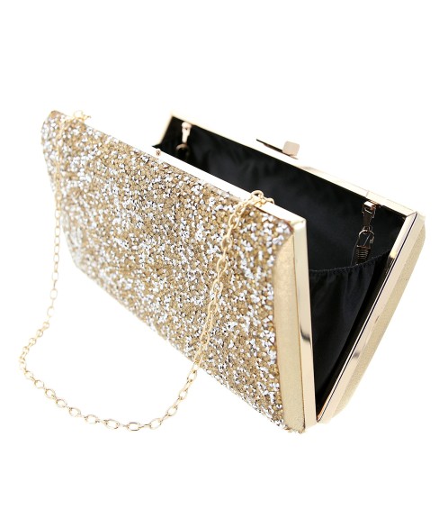 Glitter Crystal-Embellished Beaded Clutch