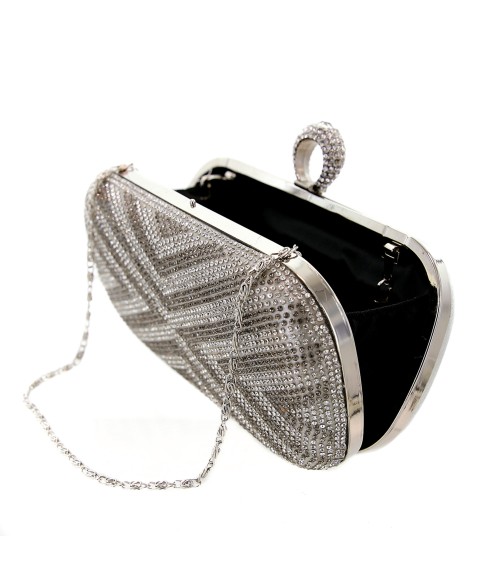 Ring Top Crystal-Embellished Clutch