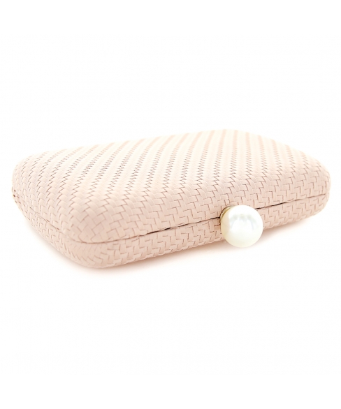 Pearl Top Weave Clutch Bag