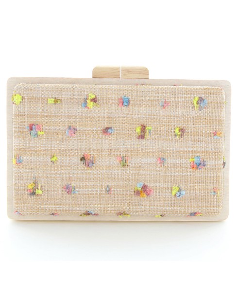 Raffia Straw Wood Frame Clutch Raffia Straw Wood Frame Clutch