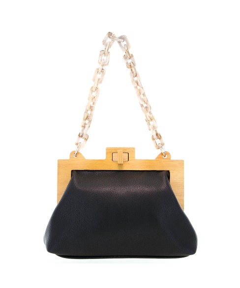 Acrylic Chain Handle Vegan Leather Clutch Bag Acrylic Chain Handle Vegan Leather Clutch Bag
