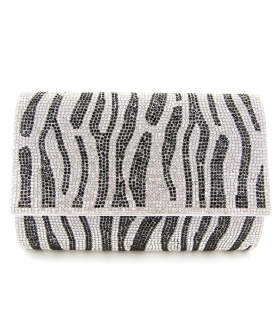 Crystal-Embellished Zebra Print Clutch