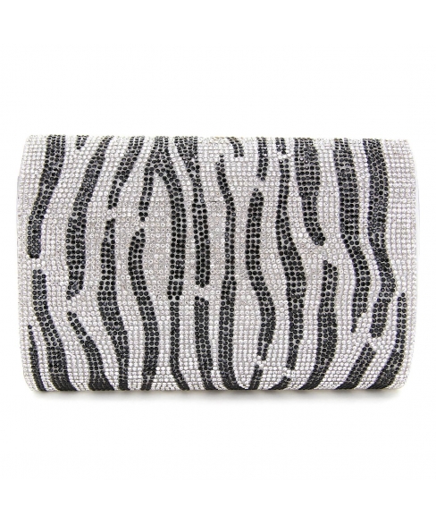 Crystal-Embellished Zebra Print Clutch